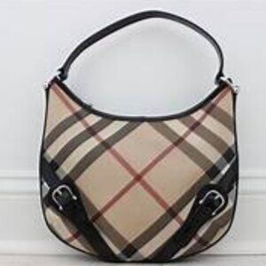 Authentic Burberry Super Nova Check Patent Leather Larkin Hobo Shoulder Bag
